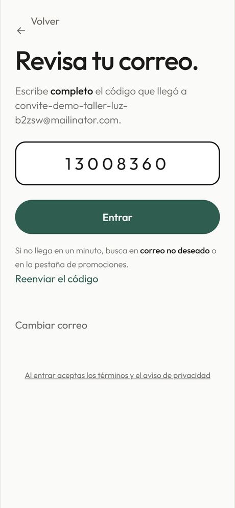 Escribe el código de tu correo