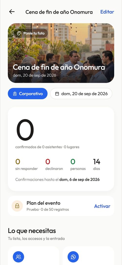 El panel, con el registro abierto.