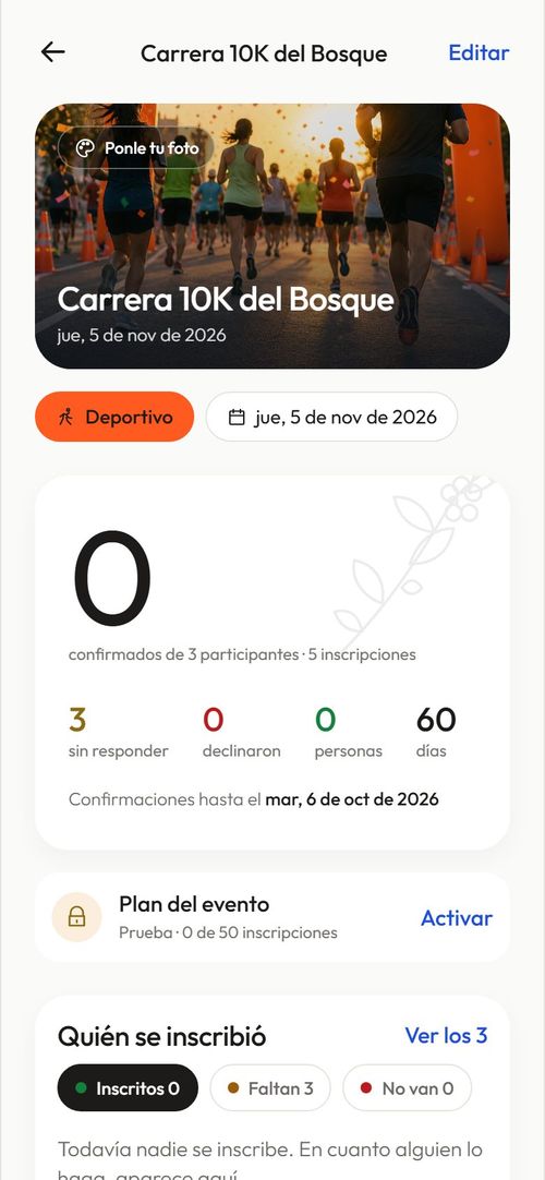 El panel de la carrera.