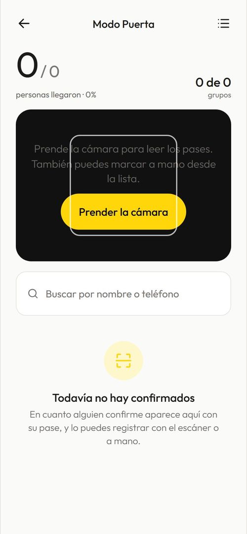 Modo Puerta, con el conteo en vivo.